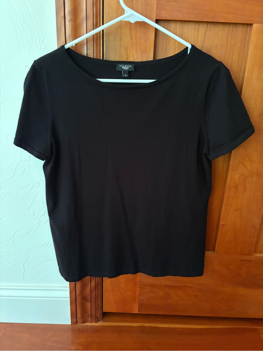 Talbots Black Short Sleeve Crewneck Sweater Top